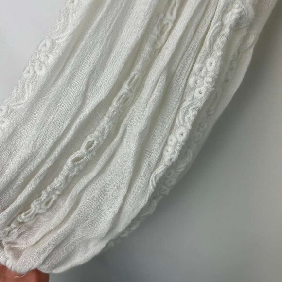 Free People Women's L Long Sleeves Embroidery White Lace Kiss Kiss Tunic Boho - Picture 15 of 16